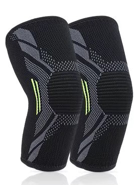 "Elastiskt armbågsskydd med kompression – svart med grön och röd rand"