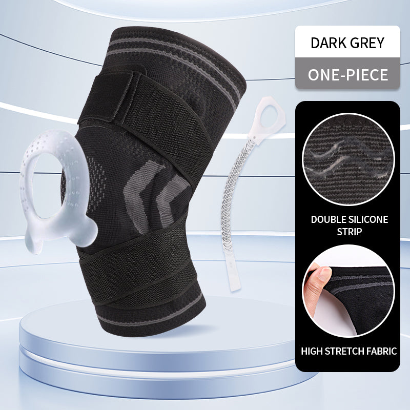 "Knäskydd med justerbara remmar och gel ring – stöd vid träning"