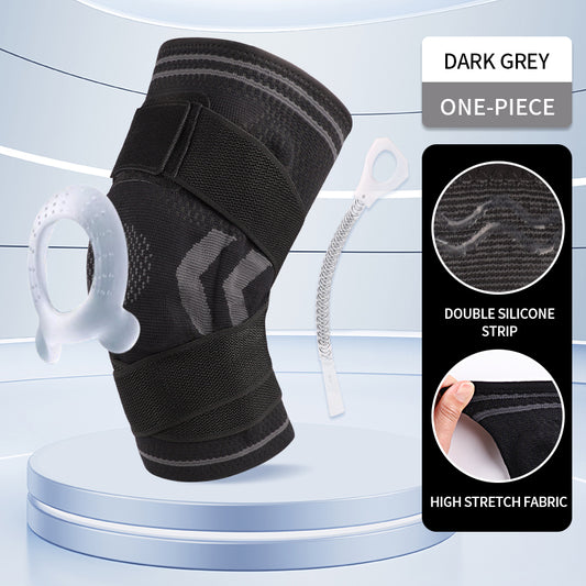 "Knäskydd med justerbara remmar och gel ring – stöd vid träning"