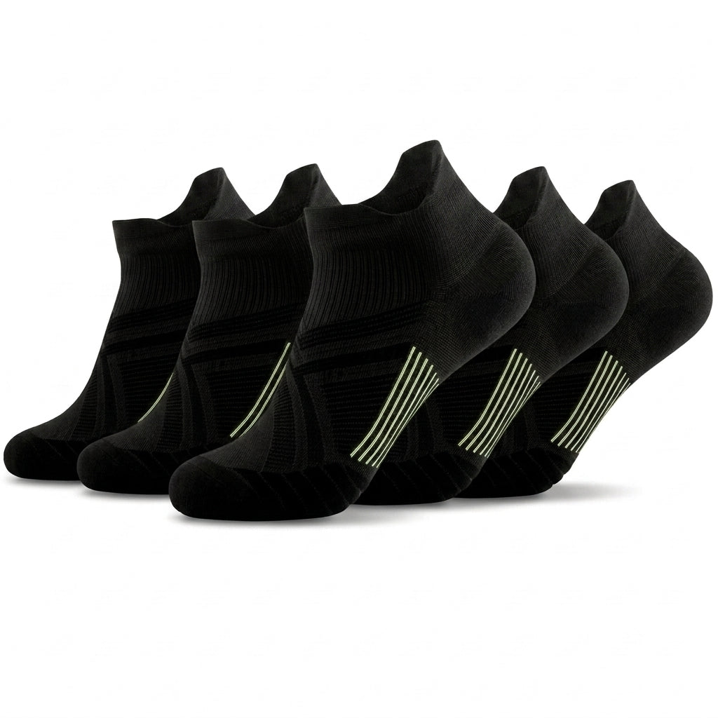 Låga kompressionsstrumpor svart 5-pack