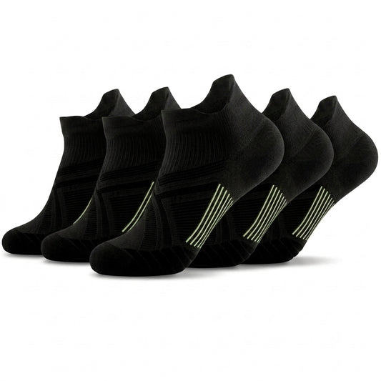 Låga sportstrumpor i kompression svart 5-pack