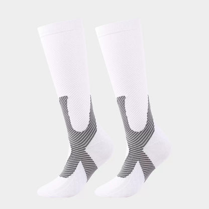 "Vita stödstrumpor med sportdesign – unisex"