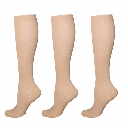 Beiga kompressionsstrumpor i 3-pack
