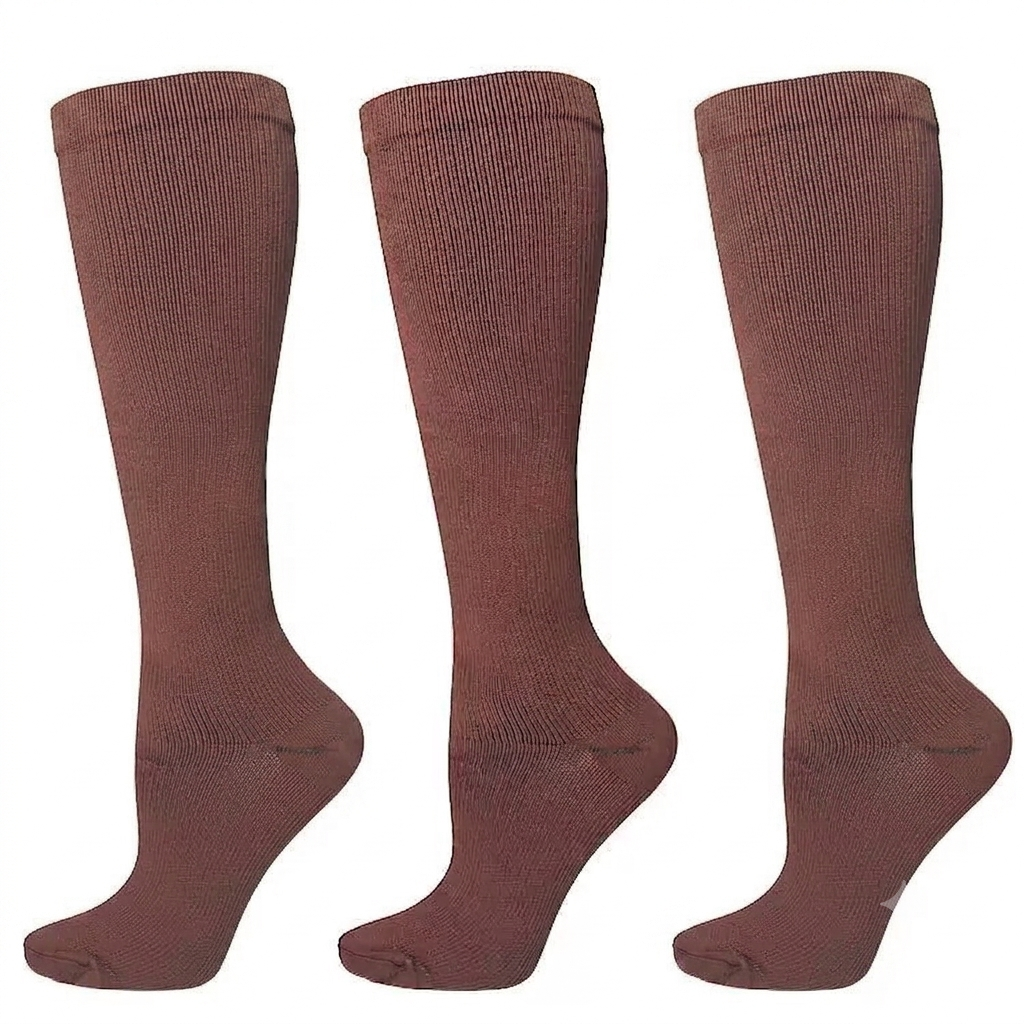 Bruna kompressionsstrumpor i 3-pack