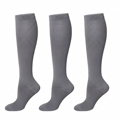 Gråa kompressionsstrumpor i 3-pack
