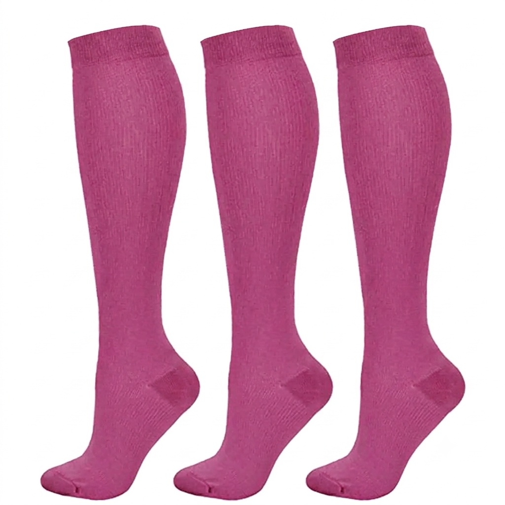 Rosa kompressionsstrumpor i 3-pack