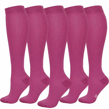 Rosa kompressionsstrumpor i 5-pack