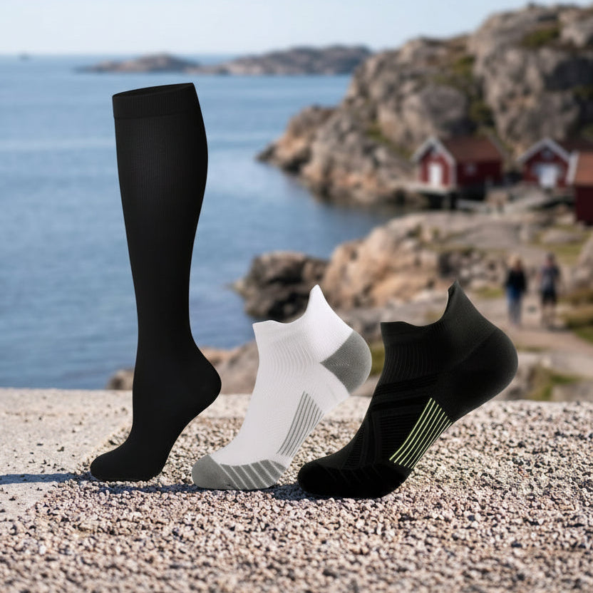 Låga kompressionsstrumpor vit 2-pack