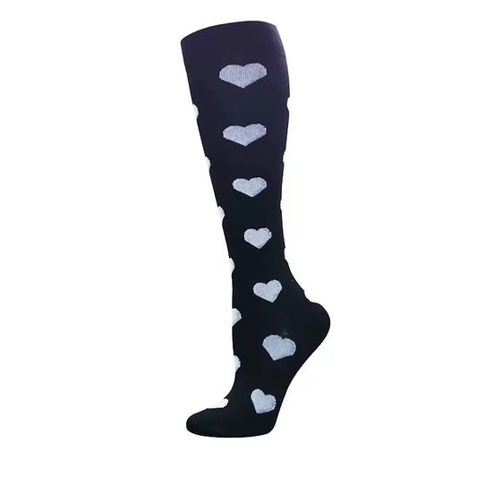 "Svart stödstrumpor med hjärtmönster – dammodell"