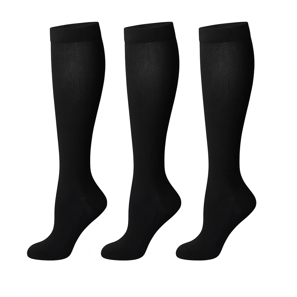 Svarta kompressionsstrumpor i 3-pack